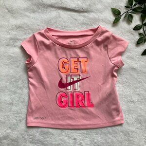 Nike Dri-Fit Toddler T-Shirt 18M Pink Get It Girl Activewear GUC